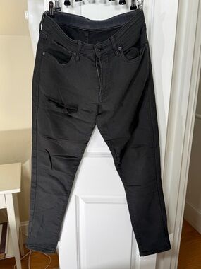 Uniqlo Sweatpant Jeans Men’s 30x30 Black Jogger Stretch Denim Distressed